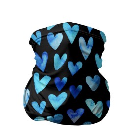 Бандана-труба 3D с принтом Blue Hearts в Екатеринбурге, 100% полиэстер, ткань с особыми свойствами — Activecool | плотность 150‒180 г/м2; хорошо тянется, но сохраняет форму | акварель | любовь | паттерн | сердечки