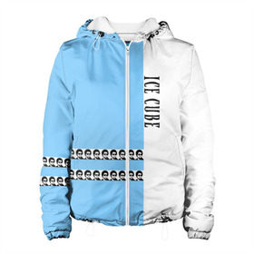 Женская куртка 3D с принтом Ice Cube в Екатеринбурге, ткань верха — 100% полиэстер, подклад — флис | прямой крой, подол и капюшон оформлены резинкой с фиксаторами, два кармана без застежек по бокам, один большой потайной карман на груди. Карман на груди застегивается на липучку | hip hop | ice cube | реп | репер | хип | хоп