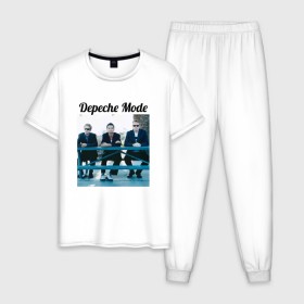 Мужская пижама хлопок с принтом Depeche mode в Екатеринбурге, 100% хлопок | брюки и футболка прямого кроя, без карманов, на брюках мягкая резинка на поясе и по низу штанин
 | depeche mode | депеш мод. | музыка