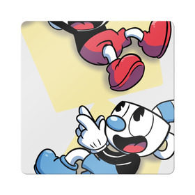 Магнит виниловый Квадрат с принтом Cuphead (2) в Екатеринбурге, полимерный материал с магнитным слоем | размер 9*9 см, закругленные углы | cuphead | game | retro