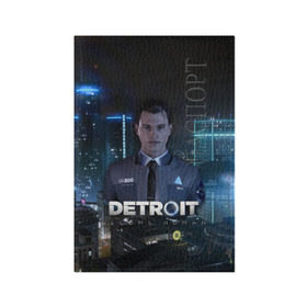 Обложка для паспорта матовая кожа с принтом Detroit: Become Human - Connor в Екатеринбурге, натуральная матовая кожа | размер 19,3 х 13,7 см; прозрачные пластиковые крепления | 