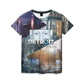 Женская футболка 3D с принтом Detroit: Become Human в Екатеринбурге, 100% полиэфир ( синтетическое хлопкоподобное полотно) | прямой крой, круглый вырез горловины, длина до линии бедер | connor | cyberlife | deviant | ps4 | rk800 |  detroit: become human | детроит | детроит: стать человеком | игры | коннор | пиратs | эксклюзив