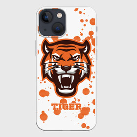 Чехол для iPhone 13 mini с принтом Огненный тигр в Екатеринбурге,  |  | Тематика изображения на принте: дикий | желтый | зверь | злой | лес | охотник | стая | тигр | узор | хищник | черный | шерсть