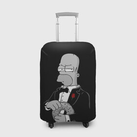 Чехол для чемодана 3D с принтом Гомер в Екатеринбурге, 86% полиэфир, 14% спандекс | двустороннее нанесение принта, прорези для ручек и колес | homer | mafia | simpson | simpsons | гомер симпсон | мафия | пончик | пончики