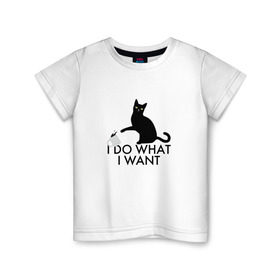 Детская футболка хлопок с принтом I Do What I Want в Екатеринбурге, 100% хлопок | круглый вырез горловины, полуприлегающий силуэт, длина до линии бедер | делаю что хочу