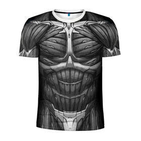 Мужская футболка 3D спортивная с принтом Экзоскелет CRYSIS в Екатеринбурге, 100% полиэстер с улучшенными характеристиками | приталенный силуэт, круглая горловина, широкие плечи, сужается к линии бедра | crysis |   робот | бионический | бронь | броня | доспехи | костюм | крайсис | экзоскелет