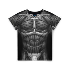 Детская футболка 3D с принтом Экзоскелет CRYSIS в Екатеринбурге, 100% гипоаллергенный полиэфир | прямой крой, круглый вырез горловины, длина до линии бедер, чуть спущенное плечо, ткань немного тянется | crysis |   робот | бионический | бронь | броня | доспехи | костюм | крайсис | экзоскелет