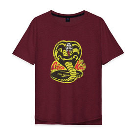 Мужская футболка хлопок Oversize с принтом Cobra Kai в Екатеринбурге, 100% хлопок | свободный крой, круглый ворот, “спинка” длиннее передней части | Тематика изображения на принте: cobra | змея | кобра