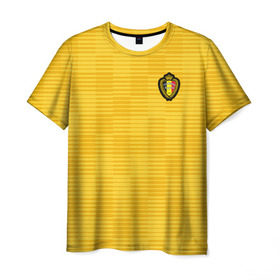 Мужская футболка 3D с принтом Сборная Бельгии Away 2018 в Екатеринбурге, 100% полиэфир | прямой крой, круглый вырез горловины, длина до линии бедер | 