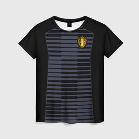 Женская футболка 3D с принтом Сборная Бельгии Goalkeeper 2018 в Екатеринбурге, 100% полиэфир ( синтетическое хлопкоподобное полотно) | прямой крой, круглый вырез горловины, длина до линии бедер | Тематика изображения на принте: 