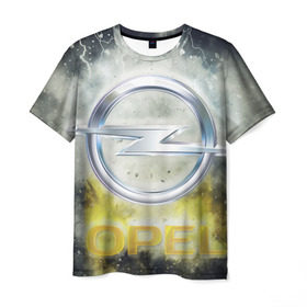 Мужская футболка 3D с принтом Логотип опель в Екатеринбурге, 100% полиэфир | прямой крой, круглый вырез горловины, длина до линии бедер | Тематика изображения на принте: opel | opel logo | логотип опель | опель