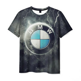 Мужская футболка 3D с принтом Логотип BMW в Екатеринбурге, 100% полиэфир | прямой крой, круглый вырез горловины, длина до линии бедер | logo bmw | бмв | логотип bmw | логотип бмв