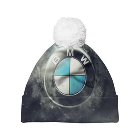 Шапка 3D c помпоном с принтом Логотип BMW в Екатеринбурге, 100% полиэстер | универсальный размер, печать по всей поверхности изделия | logo bmw | бмв | логотип bmw | логотип бмв
