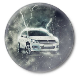 Значок с принтом Volkswagen Tiguan в Екатеринбурге,  металл | круглая форма, металлическая застежка в виде булавки | tiguan | volkswagen