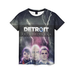 Женская футболка 3D с принтом Detroit become human в Екатеринбурге, 100% полиэфир ( синтетическое хлопкоподобное полотно) | прямой крой, круглый вырез горловины, длина до линии бедер | dbh | detroit | gamer