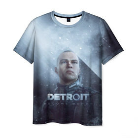 Мужская футболка 3D с принтом Detroit become human в Екатеринбурге, 100% полиэфир | прямой крой, круглый вырез горловины, длина до линии бедер | dbh | detroit | gamer