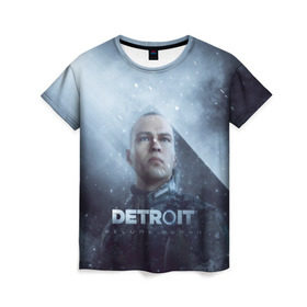Женская футболка 3D с принтом Detroit become human в Екатеринбурге, 100% полиэфир ( синтетическое хлопкоподобное полотно) | прямой крой, круглый вырез горловины, длина до линии бедер | dbh | detroit | gamer