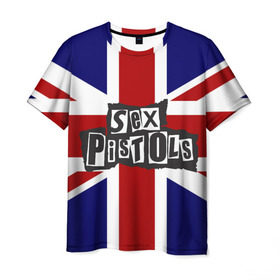 Мужская футболка 3D с принтом Sex Pistols в Екатеринбурге, 100% полиэфир | прямой крой, круглый вырез горловины, длина до линии бедер | англия | британия | панк | флаг