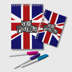 Блокнот с принтом Sex Pistols в Екатеринбурге, 100% бумага | 48 листов, плотность листов — 60 г/м2, плотность картонной обложки — 250 г/м2. Листы скреплены удобной пружинной спиралью. Цвет линий — светло-серый
 | англия | британия | панк | флаг