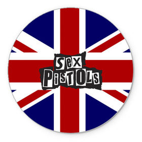 Коврик для мышки круглый с принтом Sex Pistols в Екатеринбурге, резина и полиэстер | круглая форма, изображение наносится на всю лицевую часть | англия | британия | панк | флаг