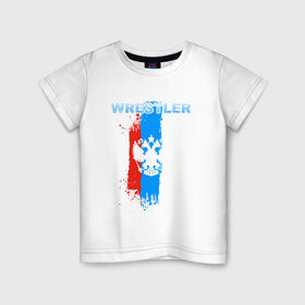 Детская футболка хлопок с принтом Борец в Екатеринбурге, 100% хлопок | круглый вырез горловины, полуприлегающий силуэт, длина до линии бедер | борец | борьба | россия | рф