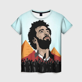 Женская футболка 3D с принтом Salah Egypt в Екатеринбурге, 100% полиэфир ( синтетическое хлопкоподобное полотно) | прямой крой, круглый вырез горловины, длина до линии бедер | liverpool | mohamed | mohammed | salah | ливерпуль | мохамед | мохаммед | салах