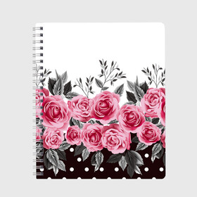 Тетрадь с принтом Rose Trend в Екатеринбурге, 100% бумага | 48 листов, плотность листов — 60 г/м2, плотность картонной обложки — 250 г/м2. Листы скреплены сбоку удобной пружинной спиралью. Уголки страниц и обложки скругленные. Цвет линий — светло-серый
 | Тематика изображения на принте: flowers | hipster | rose | swag | trend | мода | розы | стиль | стильная | цветы