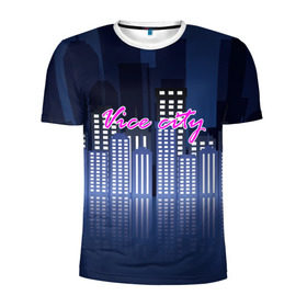 Мужская футболка 3D спортивная с принтом Vice city в Екатеринбурге, 100% полиэстер с улучшенными характеристиками | приталенный силуэт, круглая горловина, широкие плечи, сужается к линии бедра | game | grand theft auto | gta | vice city | игромания | игры
