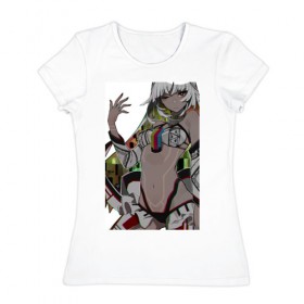 Женская футболка хлопок с принтом Аниме девочка в Екатеринбурге, 100% хлопок | прямой крой, круглый вырез горловины, длина до линии бедер, слегка спущенное плечо | аниме
