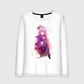 Женский лонгслив хлопок с принтом Shiro в Екатеринбурге, 100% хлопок |  | anime | no game no life | shiro | sora | без игры жизни нет | нет игры нет жизни