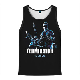 Мужская майка 3D с принтом Terminator alive в Екатеринбурге, 100% полиэстер | круглая горловина, приталенный силуэт, длина до линии бедра. Пройма и горловина окантованы тонкой бейкой | arnold schwarzenegger | арнольд шварценеггер | киборг | кино | терминатор