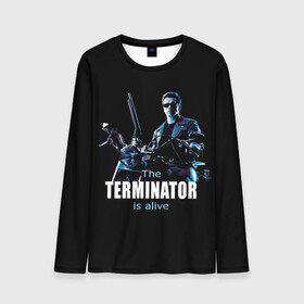 Мужской лонгслив 3D с принтом Terminator alive в Екатеринбурге, 100% полиэстер | длинные рукава, круглый вырез горловины, полуприлегающий силуэт | arnold schwarzenegger | арнольд шварценеггер | киборг | кино | терминатор