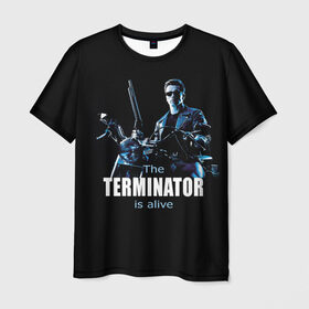 Мужская футболка 3D с принтом Terminator alive в Екатеринбурге, 100% полиэфир | прямой крой, круглый вырез горловины, длина до линии бедер | arnold schwarzenegger | арнольд шварценеггер | киборг | кино | терминатор