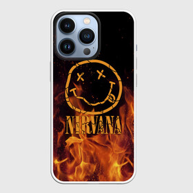 Чехол для iPhone 13 Pro с принтом Nirvana в Екатеринбурге,  |  | cobain | kurt | nevermino | nirvana | альтернативный | гранж | грол | группа | дональд | кобейн | курт | музыка | надпись | нервана | нирвана | новоселич | певец | рок | смайл | смайлик | солист