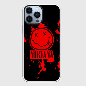 Чехол для iPhone 13 Pro Max с принтом Nirvana в Екатеринбурге,  |  | cobain | kurt | nevermino | nirvana | альтернативный | гранж | грол | группа | дональд | кобейн | курт | музыка | надпись | нервана | нирвана | новоселич | певец | рок | смайл | смайлик | солист