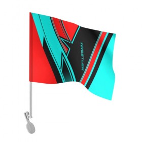Флаг для автомобиля с принтом Wrestler в Екатеринбурге, 100% полиэстер | Размер: 30*21 см | борец | борьба | геомертия | полосы | яркий
