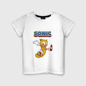 Детская футболка хлопок с принтом Sonic в Екатеринбурге, 100% хлопок | круглый вырез горловины, полуприлегающий силуэт, длина до линии бедер | hedgehog | knuckles | sega | sonic | super | tails | ёжик | ехидна | лисенок | лисица | наклз | сега | соник | супер | суперёжик | тэилз | тэилс