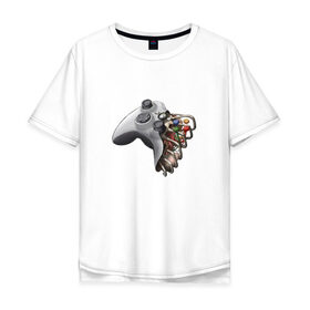 Мужская футболка хлопок Oversize с принтом joystick в Екатеринбурге, 100% хлопок | свободный крой, круглый ворот, “спинка” длиннее передней части | 