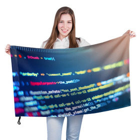 Флаг 3D с принтом Программирование в Екатеринбурге, 100% полиэстер | плотность ткани — 95 г/м2, размер — 67 х 109 см. Принт наносится с одной стороны | c++ | html | php | код | компьютеры | программист | технологии | хакер | цифры