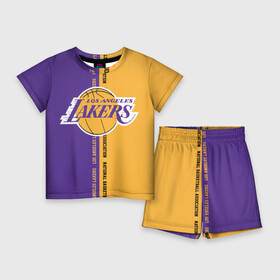 Детский костюм с шортами 3D с принтом Los angeles lakers. NBA в Екатеринбурге,  |  | basketbal | basketball | la | lakers | los angeles | los angeles lakers | national | nba | анжелес | баскетбол | лос анджелес | лэйкерс | национальная бескетбольная ассоциация | нба | онил | шакил