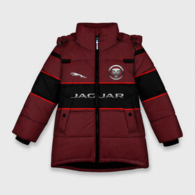 Зимняя куртка для девочек 3D с принтом Jaguar в Екатеринбурге, ткань верха — 100% полиэстер; подклад — 100% полиэстер, утеплитель — 100% полиэстер. | длина ниже бедра, удлиненная спинка, воротник стойка и отстегивающийся капюшон. Есть боковые карманы с листочкой на кнопках, утяжки по низу изделия и внутренний карман на молнии. 

Предусмотрены светоотражающий принт на спинке, радужный светоотражающий элемент на пуллере молнии и на резинке для утяжки. | c x17 | c x75 concept | c xf | cars | e pace | f pace | jaguar | land | r d6 | r2 | r3 | r4 | r5 | rover. r1 | xkr 75 | авто | автомобиль | знак | лого | машина | символ | тачка | эмблема | ягуар