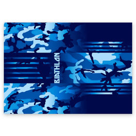 Поздравительная открытка с принтом BIATHLON в Екатеринбурге, 100% бумага | плотность бумаги 280 г/м2, матовая, на обратной стороне линовка и место для марки
 | biathlon | sport | беатлон | беотлон | биатлон | биотлон | борьба | винтовка | линии | лыжи | надпись | полосы | россии | россия | рф | сборная | символ | состязание | спорт | стрельба | флаг