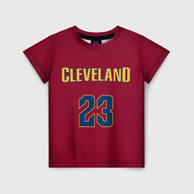 Детская футболка 3D с принтом Cleveland Cavaliers форма LeBron James в Екатеринбурге, 100% гипоаллергенный полиэфир | прямой крой, круглый вырез горловины, длина до линии бедер, чуть спущенное плечо, ткань немного тянется | 