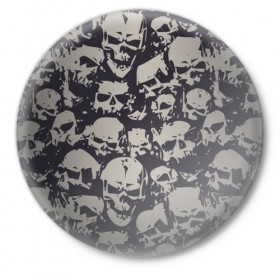 Значок с принтом Черепа в Екатеринбурге,  металл | круглая форма, металлическая застежка в виде булавки | паттерн | темный