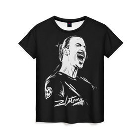 Женская футболка 3D с принтом Zlatan Ibrahimovic в Екатеринбурге, 100% полиэфир ( синтетическое хлопкоподобное полотно) | прямой крой, круглый вырез горловины, длина до линии бедер | football | златан ибрагимович | игрок | сборная швеции | футбол | футболист