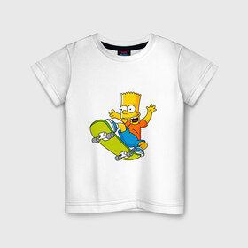 Детская футболка хлопок с принтом Bart Simpson в Екатеринбурге, 100% хлопок | круглый вырез горловины, полуприлегающий силуэт, длина до линии бедер | Тематика изображения на принте: bart | family | homer | lisa | school | simpsons | springfield | анимация | барт | гомер | желтый | комедия | лентяй | лиза | мардж | мульт | мультфильм | мэгги | отец | пончик | ребенок | родители | семья | сериал | симпсоны | смех