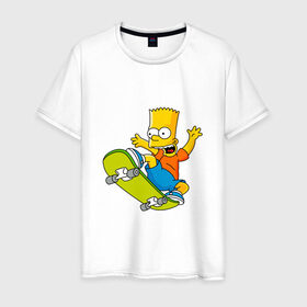 Мужская футболка хлопок с принтом Bart Simpson в Екатеринбурге, 100% хлопок | прямой крой, круглый вырез горловины, длина до линии бедер, слегка спущенное плечо. | bart | family | homer | lisa | school | simpsons | springfield | анимация | барт | гомер | желтый | комедия | лентяй | лиза | мардж | мульт | мультфильм | мэгги | отец | пончик | ребенок | родители | семья | сериал | симпсоны | смех