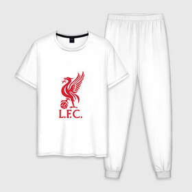 Мужская пижама хлопок с принтом FC Liverpool в Екатеринбурге, 100% хлопок | брюки и футболка прямого кроя, без карманов, на брюках мягкая резинка на поясе и по низу штанин
 | liverpool | англия | ливерпуль | лига чемпионов | чемпионат