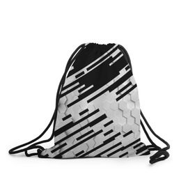 Рюкзак-мешок 3D с принтом HEXAGON - Black and White в Екатеринбурге, 100% полиэстер | плотность ткани — 200 г/м2, размер — 35 х 45 см; лямки — толстые шнурки, застежка на шнуровке, без карманов и подкладки | 