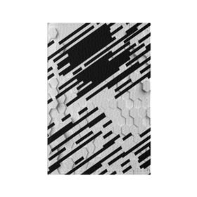 Обложка для паспорта матовая кожа с принтом HEXAGON - Black and White в Екатеринбурге, натуральная матовая кожа | размер 19,3 х 13,7 см; прозрачные пластиковые крепления | Тематика изображения на принте: 